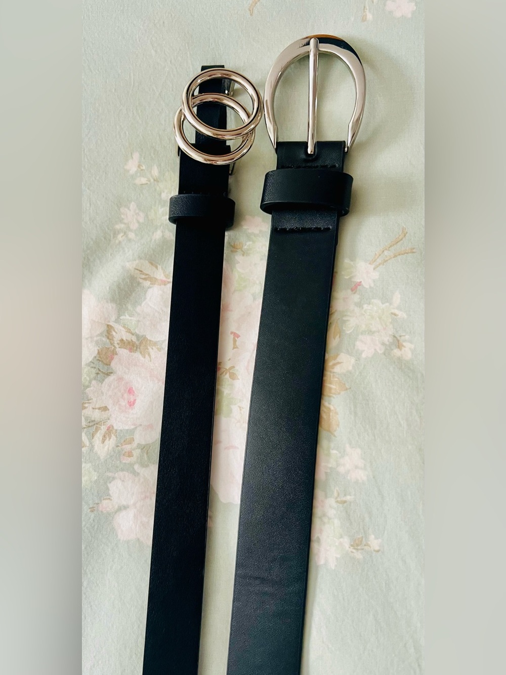 Classic Black Women’s Belts 2 for 1 with Silver Hardware - New